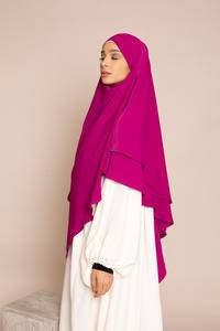 Einfarbig 2 geschichtet Malaysia Islamisches Ramadan Gebet Abaya Jilbab Muslimische Frauen Long Chiffon Hijab Khimar - Product Image 4