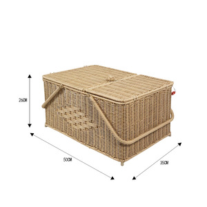Wholesale outdoor hand-woven round hand-held <b>baskets</b>, fruit <b>baskets</b>, worship <b>baskets</b>, <b>storage</b> <b>baskets</b>, imitation rattan - Product Image 4