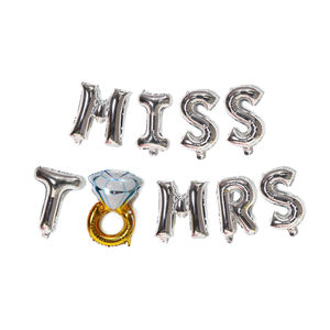 Ballon en or rose de 16 pouces avec lettre <span class=keywords><strong>Miss</strong></span> to Mrs Bague en diamant pour décoration de fête de mariage Ballon en aluminium - Product Image 6