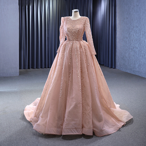 Robe de soirée Jancember Rsm222156 Princess Pink Ball Gown, sequins, manches longues, perles. - Product Image 2