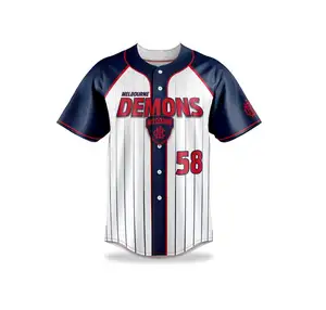 Cheap Custom Sublimated Short Sleeve Full-Button Baseball Jersey With Your Own design