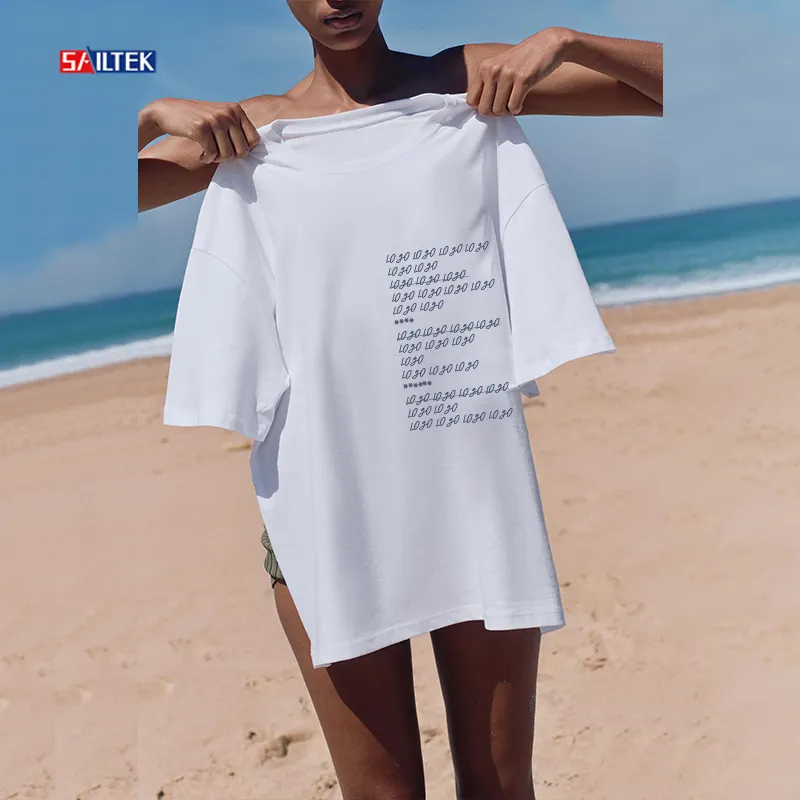 Streetwear gevşek Fit bayanlar gömlek özel Logo boy kadın T-Shirt kadınlar için yüksek kaliteli yumuşak % 100% pamuk T shirt