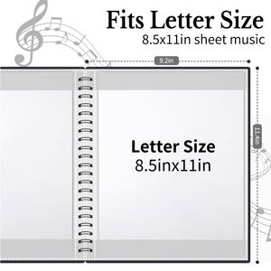 Classeur pour partitions, 40 pochettes pour 80 pages faciles à annoter, avec reliure spirale - Product Image 2