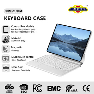 6mm Ultra-Thin RGB Backlit Aluminum 78 <b>Key</b> Scissor-Switch Trackpad <b>Keyboard</b> Folio Case for For iPad Pro11" M4/M5, OEM ODM - Product Image 1
