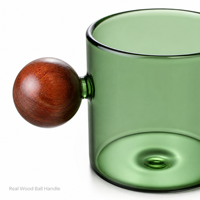 Lot de 4 verres colorés avec poignées en bois, 120 ml, pour expresso, thé, saké, pour bar à domicile, ambre, bleu, vert, vente en gros