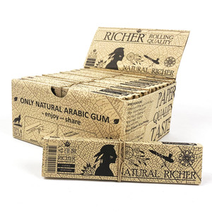 Custom Design Classic King Size Slim Unbleached King Size Brown Rolling Papers 32 Leaves with Tips and Closing Rope - Product Image 5