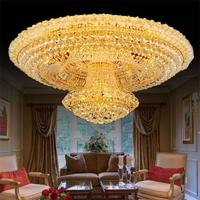 Lustre de plafond en cristal doré de luxe, design rond à boules de cristal, pour salon, hall d'hôtel, salle de banquet