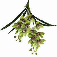 Fait à la main à l'aspect naturel artificielle Phalaenopsis orchidée plante 10 têtes Cymbidium Hookerianum fleur branche noël dos école