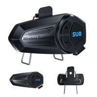 Headphone Helm Sepeda/Motor Gaya Klasik SU8 Layar Digital Tahan Air IPX-6 500mAh 20 Jam Waktu Putar Nirkabel Stabil