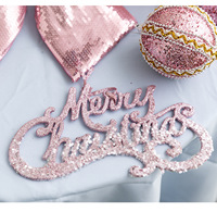 Ensemble d'ornements de Noël de luxe rose pastel de haute qualité avec étoile scintillante, nœud et boules pour arbre et décoration de fêtes