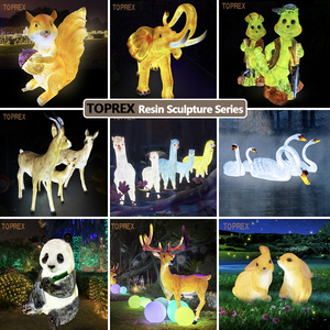 TOPREX DECOR gran oferta resina simulación <span class=keywords><strong>León</strong></span> LED escultura iluminada CE ROHS para parque al aire libre paisaje decorativo jardín estatua - Product Image 5