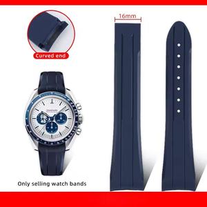 Correa de silicona de repuesto con cierre plegable de 20 mm para <span class=keywords><strong>Omega</strong></span> <span class=keywords><strong>Seamaster</strong></span> 300M AT150, hebilla plegable, negro, azul, blanco - Product Image 6