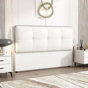 Upholstered <b>Headboard</b> Modern White Leather Look 5 Panel Design <b>Floor</b> <b>Standing</b> Bed Backrest For Bedroom Decor - Product Image 4