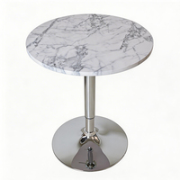Table de bar moderne à hauteur de comptoir, réglable en hauteur, pivotante, ronde, avec plateau en marbre blanc pour les petits espaces