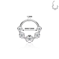 G23 ASTM F136 Titanium Piercing 16G Septum Hoop Nez Ring Hinged Clicker CZ Inlay Earrings Tragus Helix Women Body Jewelry