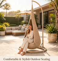 Fauteuil suspendu Ropecube-Waterdrop Swing, moderne, en corde polyester tressée à la main, sûr pour l'intérieur/extérieur, salon, chambre, patio, cour.