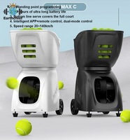 Machine à balles de tennis et de padel avec logo personnalisé MAX C, vitesse rapide 20~140 km/h, temps de fonctionnement 5~7 heures, contrôle par application mobile et télécommande