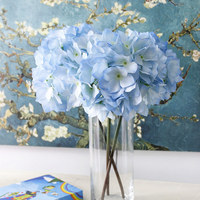 Produsen Menjual Bunga Hias Hydrangea Besar Buatan Kualitas Tinggi Bunga Sutra Hydrangea Putih Tunggal