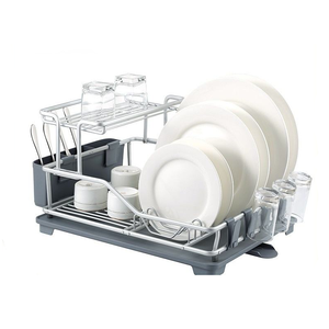 Égouttoir à vaisselle <span class=keywords><strong>double</strong></span> niveau moderne en aluminium, de type sur pied, durable et multifonctionnel, pour table de cuisine carrée - Product Image 3
