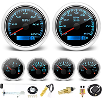 Kit de jauges de rechange de qualité supérieure 85mm 52mm, 6 jauges, comprenant tachymètre 8000 tr/min, indicateur de température de l'eau, voltmètre, compteur de vitesse 120 MPH avec capteur