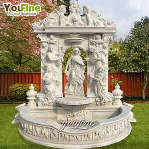 Fontana a Muro in Marmo Bianco Intagliata a Mano YOUFINE per Giardini e Ville all'Aperto - Product Image 3