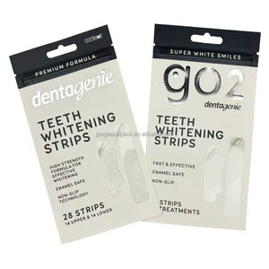 Sacs Ziplock Personnalisés en Papier Kraft Blanc Imprimés UV avec Estampage à Chaud sur Trois Côtés pour Floss, Dentifrice et Bandes Blanchissantes pour les Dents - Product Image 1