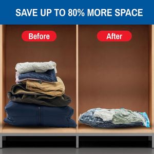 Reusable <b>Vacuum</b> Compression sealed Storage <b>Bags</b> Save 80% of Space for Clothing, Comforter and Bedding Storage for Easy Travel - Product Image 4