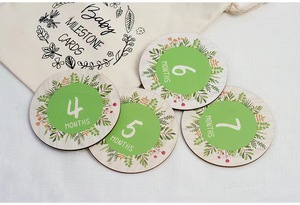 Nouveau design en bois bébé cartes d'étape mensuelles avec signe d'annonce grossesse et cadeaux pour garçons et filles nouveau-né Photo Prop - Product Image 4
