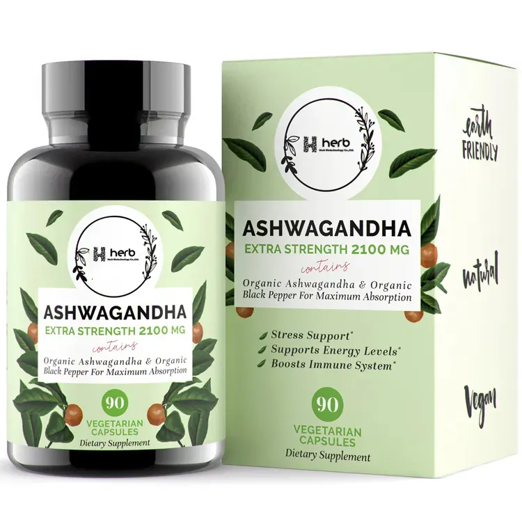 OEM 주문 유기 Ashwagandha 캡슐 여분 힘 3000mg 잠 알약 긴장 기복 에너지 보충교재 Ashwagandha 캡슐