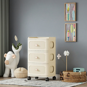 3 Schichten tragbare Garderobe Schrank Kleidung Organizer Kinder Aufbewahrung schrank Spielzeug Aufbewahrung regal Kunststoff Kinderbuch Regal - Product Image 2