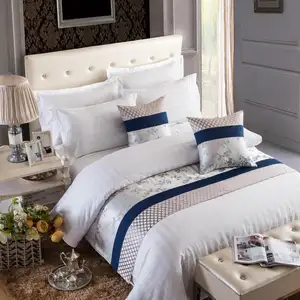 Bông khách sạn Duvet cover bedsheet <span class=keywords><strong>bedding</strong></span> <span class=keywords><strong>Set</strong></span> Chất lượng cao thoải mái và mềm mại đồng bằng tấm OEM Dịch vụ dệt 60 rắn Lớp Một - Product Image 1