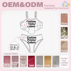 Traje <span class=keywords><strong>de</strong></span> Baño <span class=keywords><strong>de</strong></span> Dos Piezas para Niñas, Diseño Personalizado Yiwu Yiyuan, Bikini con Volantes en Capas, Tirantes Ajustables - Product Image 2