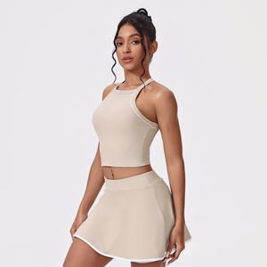 新品罗纹工字背心高腰二合一网球裙高尔夫匹克球羽毛球2件套带口袋批发 - Product Image 2