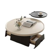 Ensemble de table basse ronde moderne avec base en bois brun et table d'appoint, meubles de salon pour la maison, décoration d'hôtel