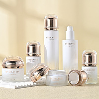 Set Kemasan Kosmetik Mewah 30ml 50ml 100ml Botol Kaca Krim Makeup Hitam Gradasi Dengan Pompa Untuk Foundation Cair