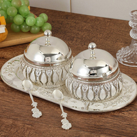 Pot à sucre de luxe en verre argenté électroplaqué, accessoire de cuisine, boîte de rangement métallique personnalisée, décoration intérieure, fourniture d'usine