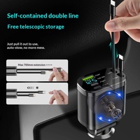 Cable Retráctil 5 en 1 de Carga Rápida USB para Coche, Cargador de Teléfono Móvil con Encendedor de Cigarrillos, Gran Venta