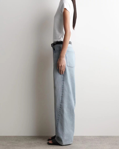 Jean Femme Low Rise Jambe Droite Bleu Glacé Délavé Wash Ample Loose <span class=keywords><strong>Denim</strong></span> Pantalon Y2K Minimaliste Esthétique - Product Image 3