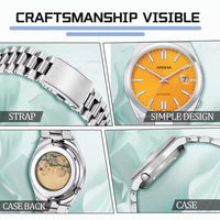 Montre mécanique automatique analogique pour homme OEM personnalisée Suyosa, boîtier et bracelet en acier inoxydable, fermoir caché, classique et élégante