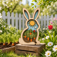 Konijnen-tuin tafeldecoratie cadeau |   3D Populierenhouten ambachtelijke kunst |   Carrot Patch Lentecadeau |   OEM Groothandel |   CPSC |   Paascadeau