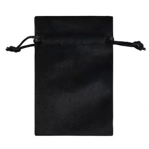 Luxury Black Velvet <b>Drawstring</b> Storage <b>Pouch</b> with Custom Gold Logo Jewelry Gift Packaging Reusable Soft Flannel - Product Image 6