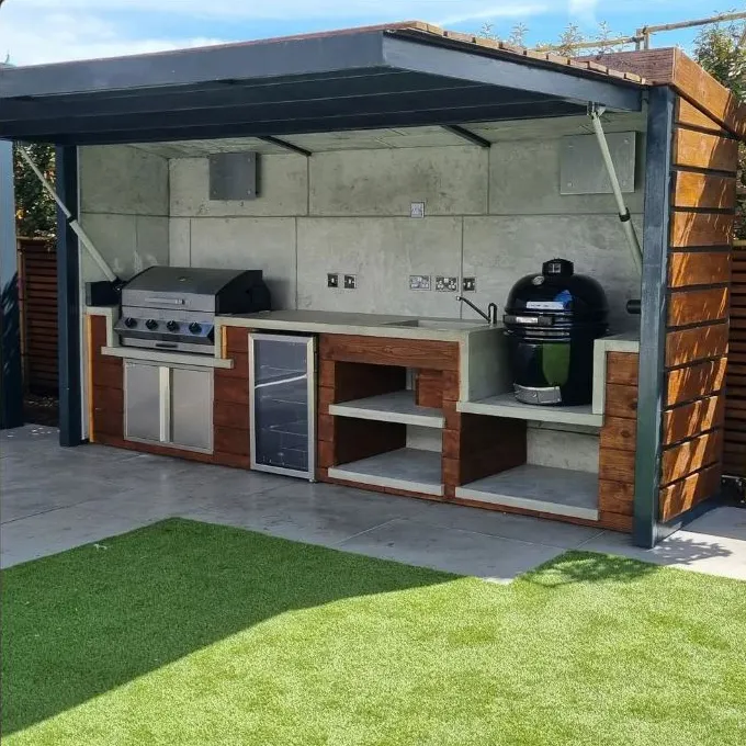 Outdoor Gas Grill Customized Outdoor Kitchen 304 Stainless Steel With Sink And Shed