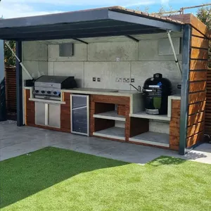 Outdoor Gas Grill Customized Outdoor Kitchen 304 Stainless Steel With Sink And Shed