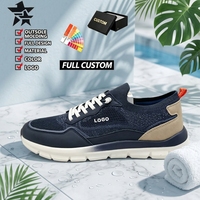 Baskets personnalisées pour hommes en cuir verni et maille Flyknit à lacets, avec logo et couleur personnalisables, design complet, légères, respirantes, pour la marche et le skate