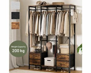 SENYU Bedroom <b>Laundry</b> Room Storage Shelves Clothing Hanging Rods Free Standing Closet Organizer Wardrobe Cloth Hanger <b>Stand</b> - Product Image 4