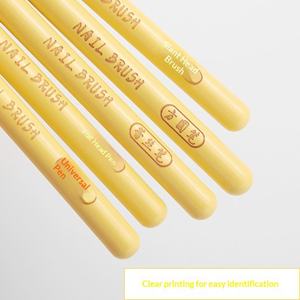 Ensemble de pinceaux à ongles avec manche en bois jaune, pointes en nylon de formes multiples pour manucure en Gel UV, 1/10 pièces - Product Image 2