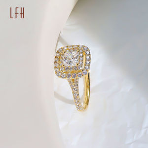 แหวนทองคำแท้18K สุดหรูแหวนแต่งงาน CZ สีขาวตัดกลมแหวนหมั้นสำหรับผู้หญิงทองแท้เครื่องประดับ18K มีใบรับรอง - Product Image 4