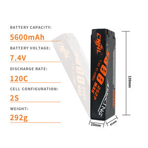 Anpassen 5600MAH 7.4V 2 S2P 120C Lipo Batterie Hard Case Auto mit Deans Stecker für Auto Flugzeug Boot - Product Image 2