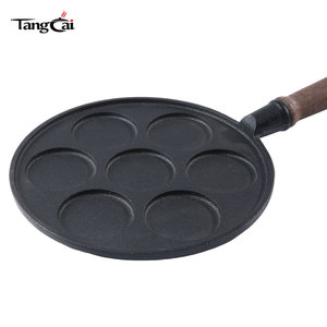 <span class=keywords><strong>Mini</strong></span> poêle à crêpes ronde en fonte à 7 trous, antiadhésive, pré-culottée, avec poignée en bois, pour <span class=keywords><strong>mini</strong></span>-crêpes, collations de fêtes et réceptions familiales - Product Image 3