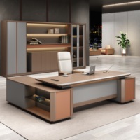 Table de bureau de direction en bois écologique haut de gamme, moderne, en forme de L, avec rangement